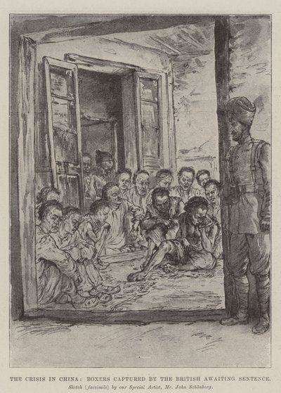 La crise en Chine, Boxers capturés par les Britanniques en attente de sentence - Johann Nepomuk Schonberg